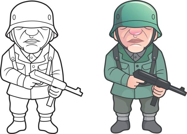 German soldier German soldier of the World War two nazism stock illustrations