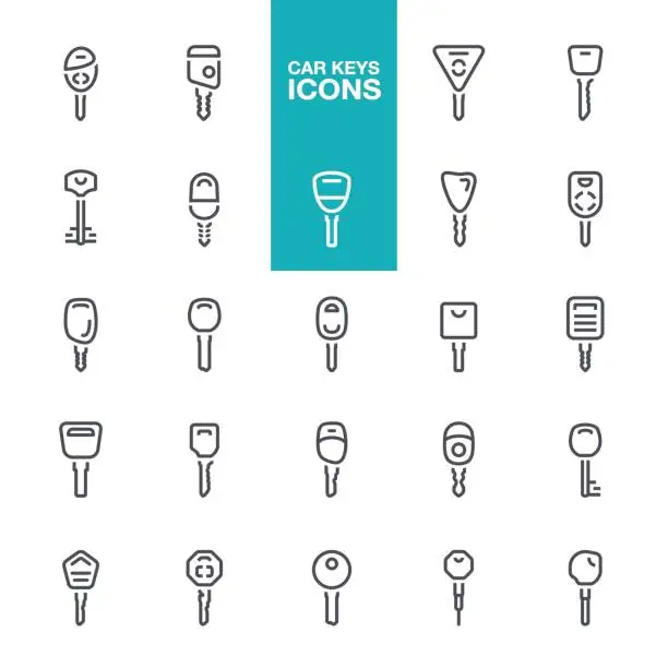 Vector illustration of Сar keys line icons