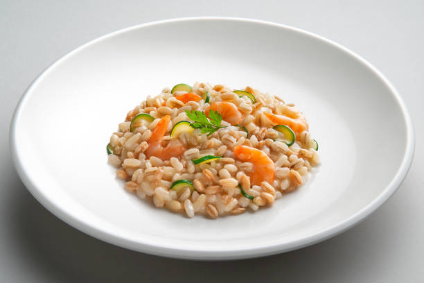istock Dish of 3 cereal with shrimp and zucchini 652701250