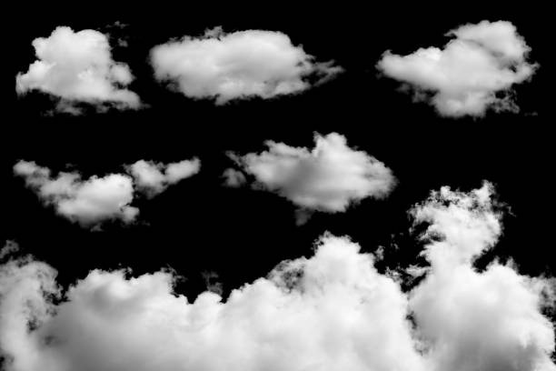 istock Set of isolated clouds on black 652704846