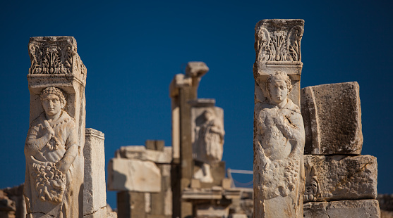 Ruins of the Celsus Library in the ancient Greek city of Ephesus, Selcuk, Izmir Province, Turkey