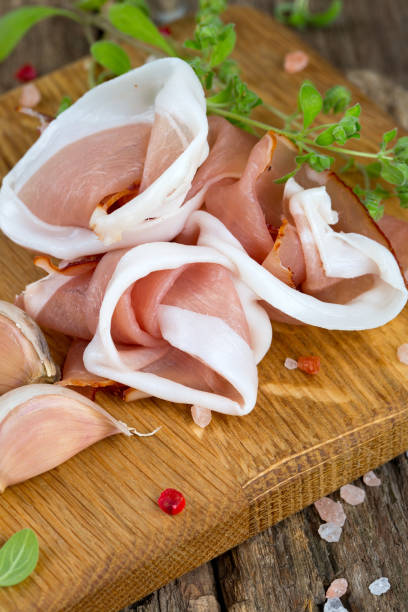 istock prosciutto on wooden board 652726790