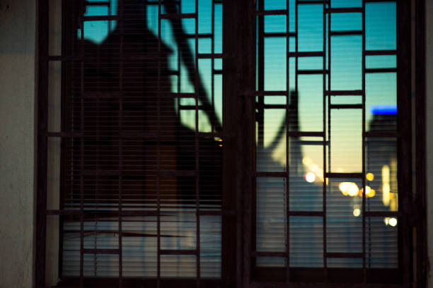 istock sunset in the lattice window 652743714
