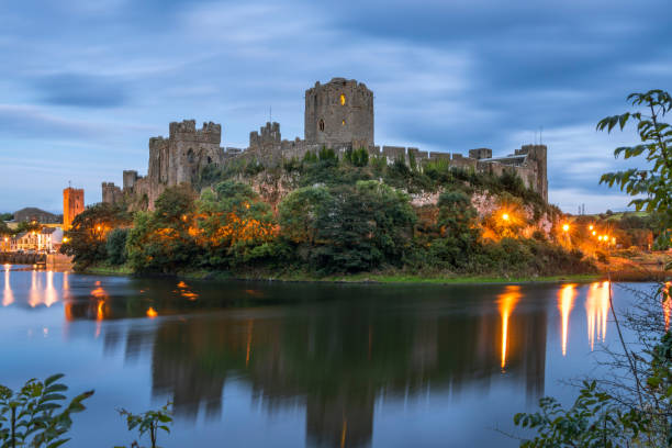 Pembroke Castle in South Wales stock photo