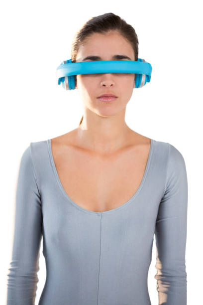 istock Woman in exercise outfit using virtual video glasses 652753364