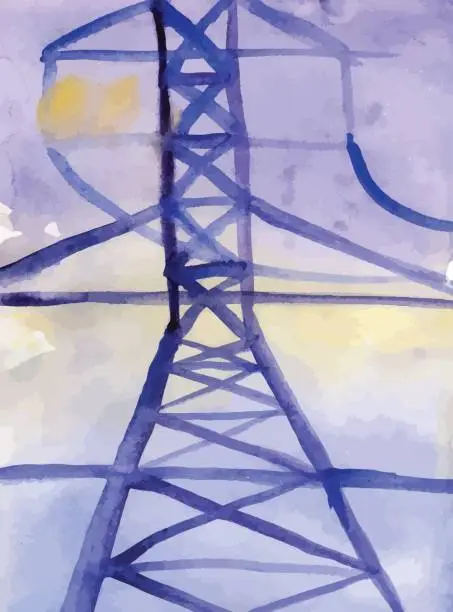 Vector illustration of power support, painted in watercolor