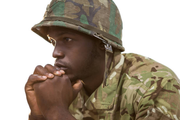 istock Close-up of thoughtful soldier 652764246