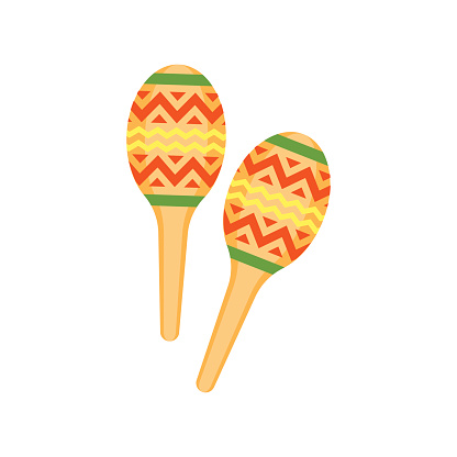 Vector flat style musical Mexican instrument maraca. Icon for web. Isolated on white background.