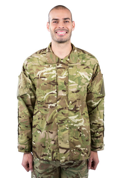 istock Portrait of smiling soldier standing 652769366