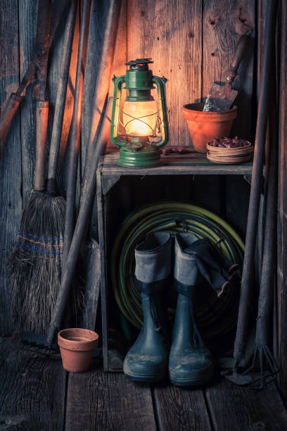 istock An old rustic shed with garden tools and oil lamp 652769570