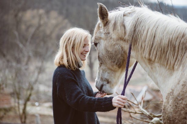 istock Young beautiful woman with a horse 652772458
