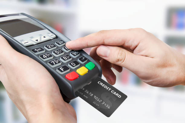 istock Credit card swipe through terminal for sale 652773000