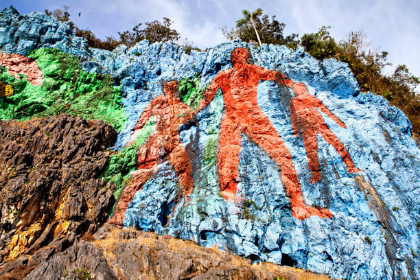 istock Prehistorical mural (Mirador) in Valle de Vinales, Cuba 652776480