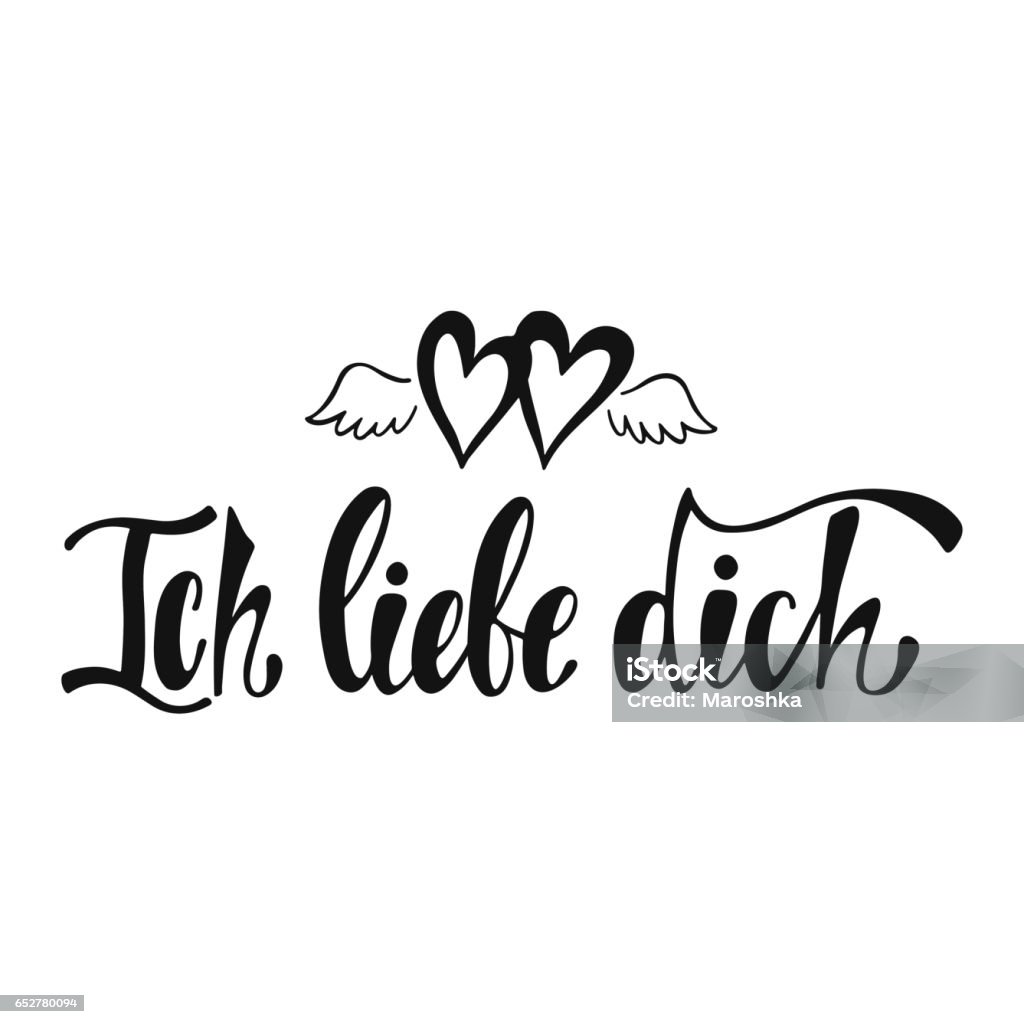 Ich Liebe Dich Declaration Of Love In German Stock Illustration - Download  Image Now - Assertiveness, Belarus, Calligraphy - iStock