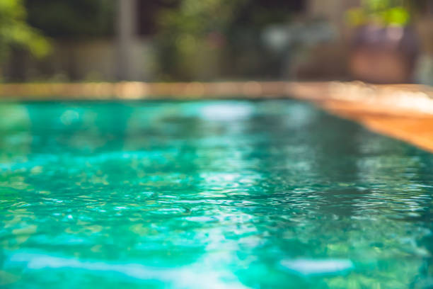 istock Summer holidays blurred background with swimming pool with turquoise water 652785352