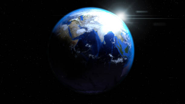 istock Earth globe from space with sun and clouds, showing India and Middle East 652788934
