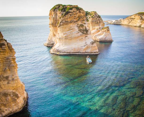 istock Beirut pigeon rocks. Sea coast background. 652798512