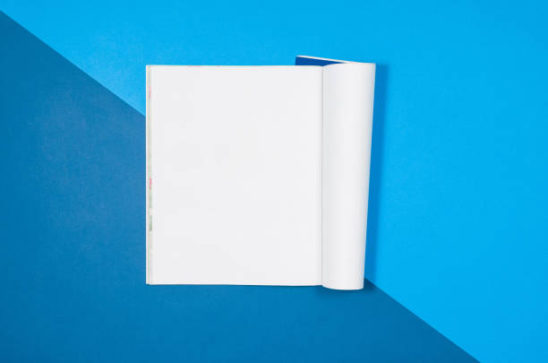 istock Mock-up blank page or magazine on colorful background top view 652799818