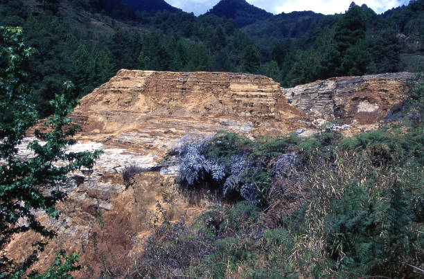 istock Eroded ancient mining tailings from gold mining in the 19th century near Valle de Angeles Honduras Central America 652800152
