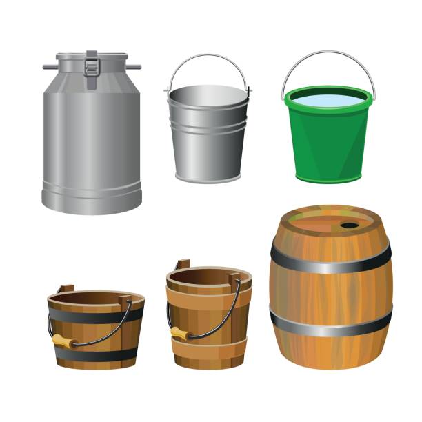 illustrations, cliparts, dessins animés et icônes de contenants pour aliments et liquides - galvanized bucket