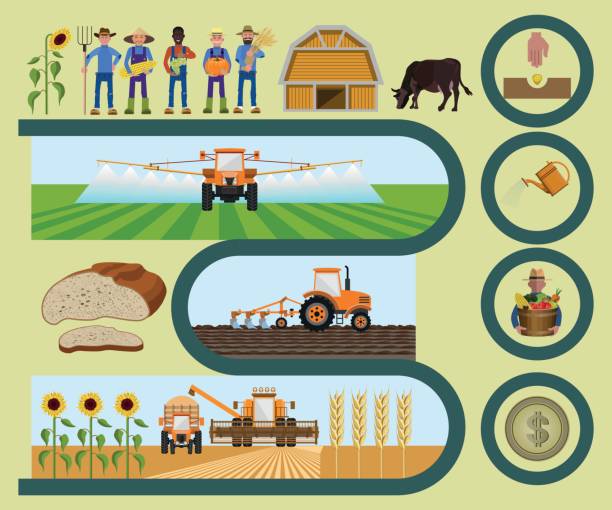 ilustrações de stock, clip art, desenhos animados e ícones de agriculture and farming - commercial sprinkler system