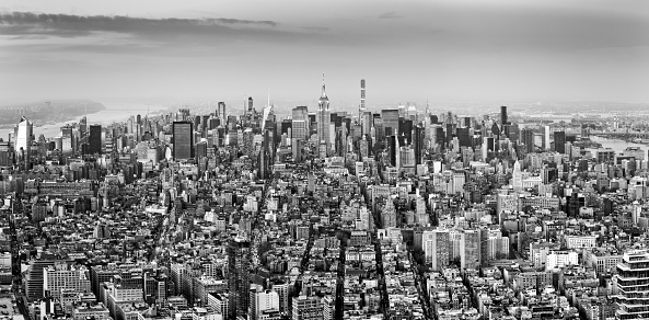 Aerial view of New York City midtown skyline