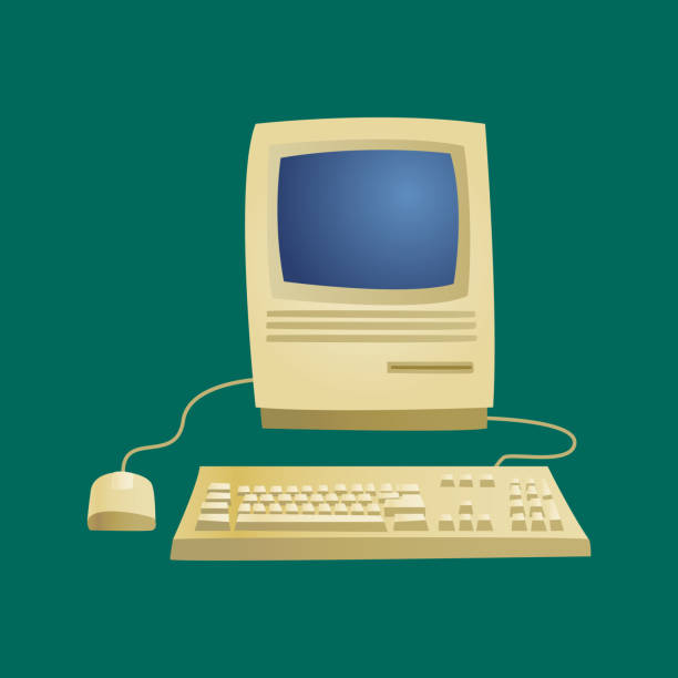 istock Retro computer item classic antique technology style business personal equipment and vintage pc desktop hardware communication object vector illustration 652842736