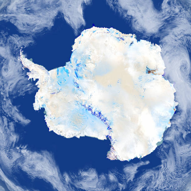 Antarctic on planet Earth Antarctic. 3D illustration with detailed planet surface. 3D model of planet created and rendered in Cheetah3D software, 4 Mar 2017. Some layers of planet surface use textures furnished by NASA, Blue Marble collection: http://visibleearth.nasa.gov/view_cat.php?categoryID=1484 south pole stock illustrations