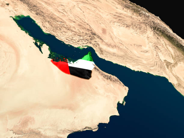 istock Flag of United Arab Emirates from space 652848744