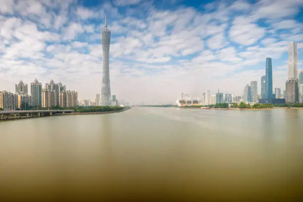 Urban Landscape of Guangzhou city at sunshine day, China