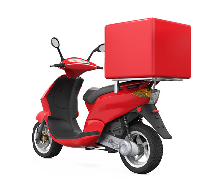 Motorcycle Delivery Box isolated on white background. 3D render