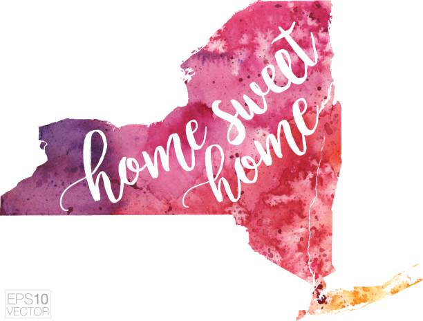 istock Home Sweet Home Vector Watercolor Map of New York State 652878840