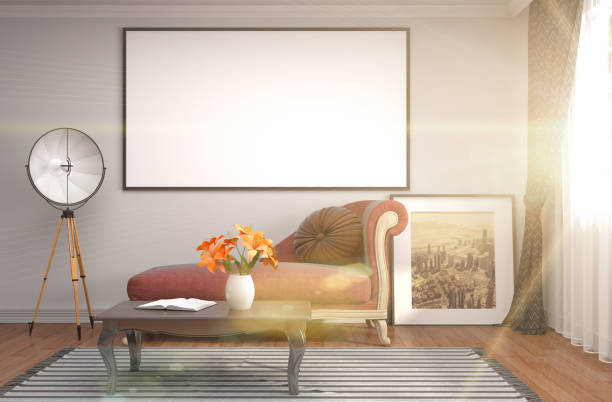 istock mock up poster frame in interior background. 3D Illustration 652879906