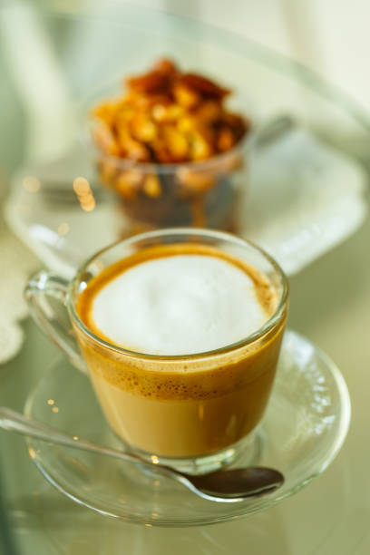 istock Hot Latte in glass cup 652882284