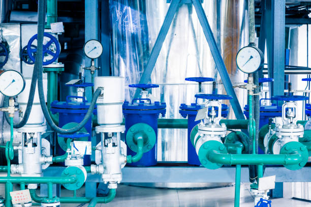 istock steel pipelines and cables in a plant 652882356