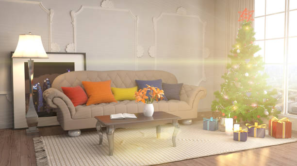 istock Christmas tree with decorations in the living room. 3d illustration 652891548