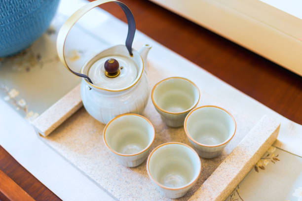 istock elegance japanese style tea set on table 652892504
