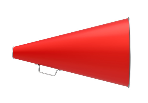 Red Vintage Megaphone isolated on white background. 3D render