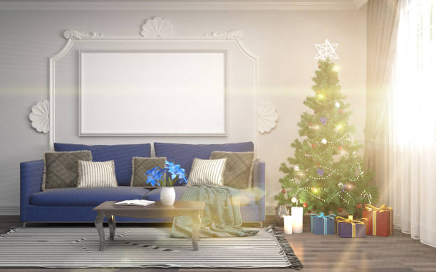 istock Christmas tree with decorations in the living room. 3d illustration 652892992