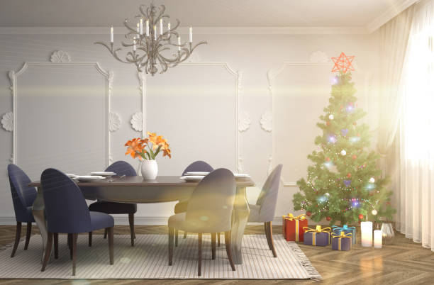 istock Christmas tree with decorations in the living room. 3d illustration 652893006