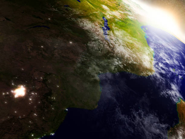istock Mozambique and Zimbabwe from space during sunrise 652893422