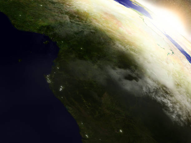 istock Cameroon, Gabon and Congo from space during sunrise 652893438