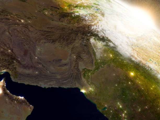 istock Afghanistan and Pakistan from space during sunrise 652893458
