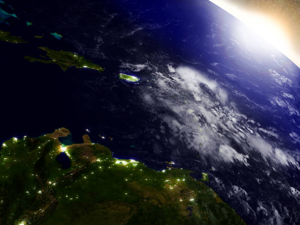 istock South Caribbean from space during sunrise 652893466