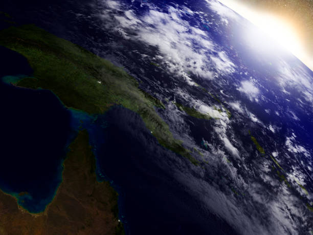 istock Papua New Guinea from space during sunrise 652893468