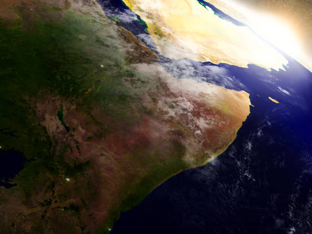 istock Somalia and Ethiopia from space during sunrise 652893476