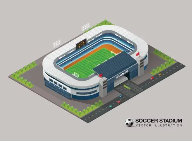 Vector illustration of isometric soccer stadium