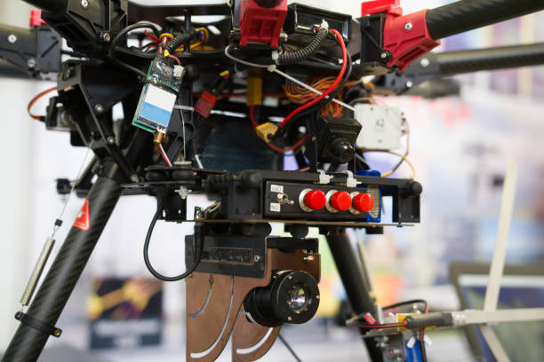 istock Military Army thermal imager on helicopter drones, close up view 652895906