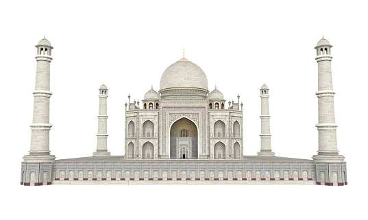 Taj Mahal isolated on white background. 3D render