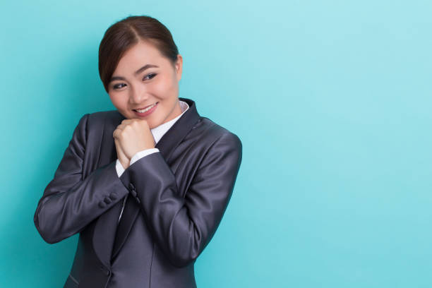 istock Shy businesswoman on isolated background 652904564